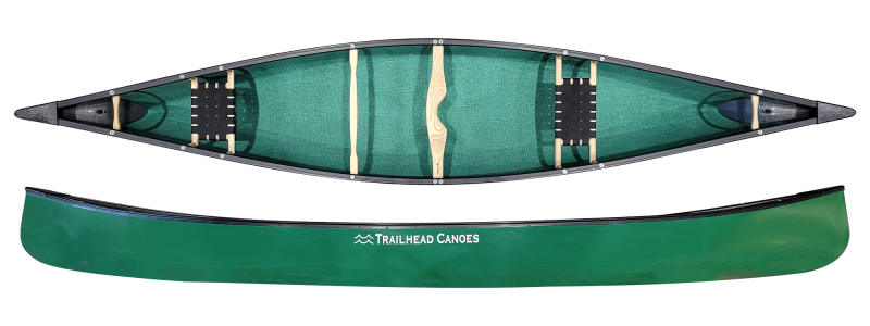 Trailhead Canoes Prospector 16 Basalt Innegra, Vinyl Trim Green